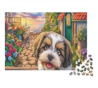 Puzzle Shih Tzu 1000 Pezzi Carta Riciclata Cucciolo Primo Piano Paesaggio Accogliente Gioco Sfida Famiglia Decorazione Muro Attività per Adulti 52x38cm