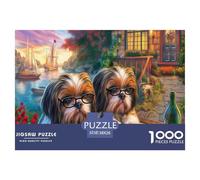 Puzzle Shih Tzu 1000 Pezzi Carta Riciclata Due Cuccioli Paesaggio Accogliente Gioco Impossibile Regalo Attività Casa Divertente Sfida per Adulti 38x26cm