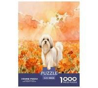 Puzzle Shih Tzu 1000 Pezzi Per Bambini E Adulti, Puzzles Con Orange Sea of Flowers, Gioco Educativo, Regalo Per Adulti E Ragazzi 38x26cm/1000pcs