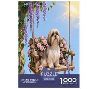 Puzzle Shih Tzu 1000 Pezzi Per Bambini E Adulti, Puzzles Con Pink Roses, Gioco Per Famiglie, Regalo Originale 70x50cm/1000pcs