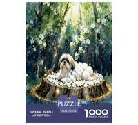 Puzzle Shih Tzu 1000 Pezzi Per Bambini E Adulti, Puzzles Con White Flowers Tree Stump, Gioco Educativo, Idea Regalo 70x50cm/1000pcs