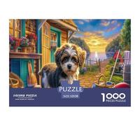 Puzzle Shih Tzu da 1000 pezzi per adulti: piccolo cane in una città accogliente, impossibile, difficile e istruttivo, decompressione 52x38 cm/1000 pezzi