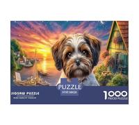 Puzzle Shih Tzu per adulti e adolescenti: cane al tramonto dorato, gioco educativo per decorazioni murali e regali 38x26 cm/1000 pezzi