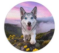 Puzzle Siberian Husky 1000 Pezzi Per Bambini E Adulti, Allenamento Cerebrale Accessibile E Divertente Puzzles Con Rock Flowers, Idea Regalo 1000pcs (67.5x67.5cm)