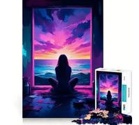 Puzzle Silhouette al tramonto per ragazzi, 1000 pezzi, gioco di logica, divertimento al chiuso, bordi precisi, pezzo da collezione 38x26cm
