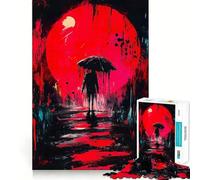 Puzzle Silhouette sotto la luna rossa per adolescenti, 1000 pezzi, gioco di logica mentale, antistress, taglio preciso, regalo di Babbo Natale 50x75cm