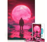 Puzzle Silhouette sotto la luna rossa per ragazzi, 1000 pezzi, gioco di logica, divertimento al chiuso, bordi precisi, pezzo da collezione 50x75cm