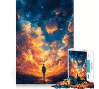 Puzzle Silhouette sotto un cielo stellato per ragazzi, 1000 pezzi, gioco di logica, divertimento al chiuso, bordi precisi, pezzo da collezione 38x26cm