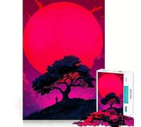 Puzzle Silhouette sotto una luna rosa per adulti, 1000 pezzi, gioco di logica, divertente da assemblare, taglio preciso, regalo memorabile 50x75cm