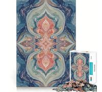 Puzzle "Sinfonia di marmo corallo e cobalto" da 1000 pezzi per ragazzi, gioco di logica stimolante per la casa, bordo trasparente, regalo prezioso 50x75cm