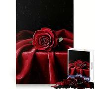Puzzle singolo con rosa rossa, 1000 pezzi, per adolescenti, rafforza la memoria, calma, qualità, bordo, regalo di Babbo Natale 38x26cm