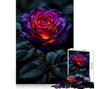 Puzzle singolo con rosa viola e centro luminoso per adulti, 1000 pezzi, gioco intelligente per favorire il legame familiare, con bordi lisci 38x52cm