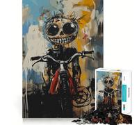 Puzzle "Skull Rider with Red Bike" per adolescenti, 1000 pezzi, gioco per esercizi mentali, attività per la casa, taglio di precisione, decorazione murale 50x75cm