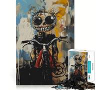 Puzzle "Skull Rider with Red Bike" per ragazzi, 1000 pezzi, gioco di logica, divertimento al chiuso, bordi precisi, pezzo da collezione 38x26cm