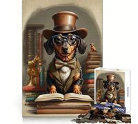 Puzzle Smart Dachshund Dog School da 1000 pezzi per adulti, ideale per il recupero del richiamo, per alleviare lo stress, con taglio preciso e immagini di Babbo Natale 38x52cm