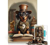 Puzzle Smart Dachshund Dog School da 1000 pezzi per adulti, ideale per il recupero del richiamo, per alleviare lo stress, con taglio preciso e immagini di Babbo Natale 38x52cm
