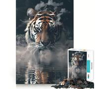 Puzzle Smoky Tiger Beast da 1000 pezzi per adulti, gioco di logica, calma e relax, taglio preciso, oggetto ideale per i desideri di Babbo Natale (38x52cm)
