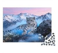 Puzzle Snow Leopard 1000 Pezzi Per Bambini E Adulti, Allena La Concentrazione E La Pazienza Puzzles Con Snowy Mountain, Regalo Originale 38x26cm/1000pcs