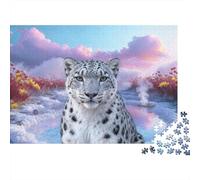 Puzzle Snow Leopard 1000 Pezzi Per Bambini E Adulti, Stimola La Logica E L‘osservazione Puzzles Con Salt Lake, Regalo Compleanno 38x26cm/1000pcs
