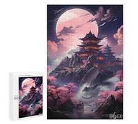 Puzzle sofisticato per adulti 1000 pezzi Cherry Blossom Moonlit Pagoda Puzzle per adolescenti - Giochi di divertimento - Promuove la memoria - Ottimo regalo per gli appassionati di gioco 1000 pezzi