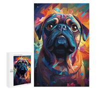 Puzzle sofisticato per adulti, 1000 pezzi, colorato Pug ritratto, puzzle, gioco di famiglia, regalo di compleanno, ideale per gli appassionati di gioco, 1000 pezzi
