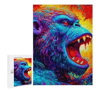 Puzzle sofisticato per adulti 500 pezzi Colorful Roaring Bear Artwork - 1 puzzle per adolescenti - giochi divertenti - promuove la memoria, ottimo regalo per gli appassionati di gioco, 500 pezzi