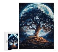 Puzzle sofisticato per adulti, 500 pezzi, Enchanted Tree Under A Giant Moon Puzzles per adolescenti, giochi divertenti, promuove la memoria, ottimo regalo per gli appassionati di gioco, 500 pezzi