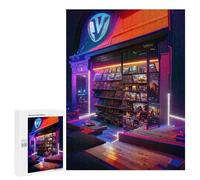 Puzzle sofisticato per adulti, 500 pezzi, Neon Bookstore Glow Puzzle, gioco di famiglia, regalo di compleanno, per gli appassionati di gioco, 500 pezzi