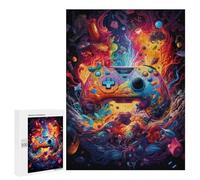 Puzzle sofisticato per adulti, 500 pezzi, Vibrant Gaming Controller Artwork - 100 puzzle per adolescenti - giochi divertenti - promuove la memoria, ottimo regalo per gli appassionati di gioco, 500