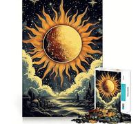 Puzzle Sole e Luna sulla città, 1000 pezzi, per adolescenti, gioco che stimola la logica e favorisce il gioco rilassante, con bordi di alta qualità e illustrazioni da collezione 38x52cm