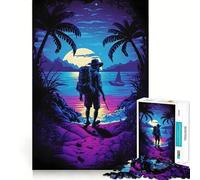 Puzzle "Solo sulla spiaggia di notte",1000 pezzi,gioco di logica,pezzi a incastro preciso,divertimento in famiglia,attività serale (38x26cm)