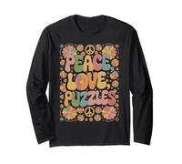 Puzzle Solver 60s 70s Hippie Retro Peace Love Puzzle Maglia a Manica
