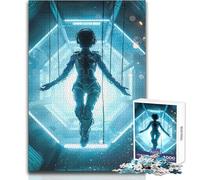 Puzzle sospeso con astronauta cyberpunk da 1000 pezzi per adolescenti, gioco divertente per lo sviluppo cognitivo, regalo speciale per una celebrazione premurosa, dimensioni 38x52cm