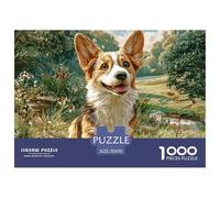 Puzzle Sostenibile 1000 Pezzi - Corgi nel Bosco Soleggiato, Gioco Antistress Intrattenimento Tempo Libero 70x50cm