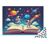 Puzzle Sostenibile di Astronauta da 1000 Pezzi | per Adulti e Adolescenti - Figura, Arcobaleno, Sentiero - Attività Familiare Divertente e Regalo 70x50cm