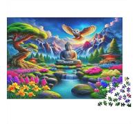 Puzzle Sostenibile di Statua del Buddha da 1000 Pezzi | per Adulti e Adolescenti - Buddha, Folla, Sentiero - Attività Familiare Divertente e Regalo 70x50cm