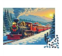 Puzzle Sostenibile di Treno a Vapore da 1000 Pezzi | per Uomini e Donne - Treno, Sentiero, Casa - Regalo Decorazione per la Casa 52x38cm