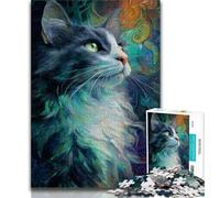 Puzzle Space Cat per adulti e adolescenti, 1000 pezzi, aiuta il cervello a esercitare i giocattoli avvincenti per coltivare la pazienza e l'interazione genitore-figlio, 38x26cm