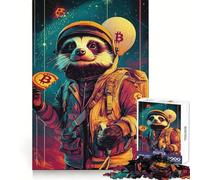 Puzzle "Space Raccoon with Bitcoin" per adolescenti, 1000 pezzi, rievoca, migliora, calma, relax, con dettagli nitidi, collezione artistica (38x52cm)