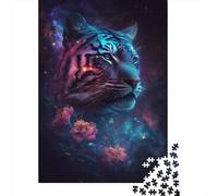 Puzzle Space Tiger Flowers Premium 100% carta riciclata, rettangolare, per bambini e bambine, regalo di Natale, 1000 pezzi (38x26 cm)