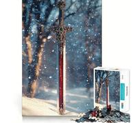 Puzzle Spada nella Neve da 1000 pezzi per ragazzi, gioco di logica, momento di relax, bordo di qualità, regalo perfetto 38x26cm