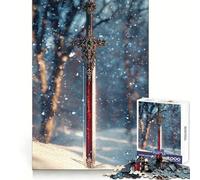 Puzzle Spada nella Neve da 1000 pezzi per ragazzi, gioco di logica, momento di relax, bordo di qualità, regalo perfetto 38x26cm
