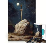 Puzzle "Spada nella Roccia al Chiaro di Luna" per Adolescenti, 1000 pezzi per allenare la mente, semplice e divertente da assemblare, regalo prezioso 38x26cm