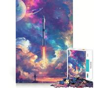 Puzzle spaziale a forma di razzo per adulti, 1000 pezzi, gioco di logica, delicato, rilassante, taglio preciso, lista dei desideri di Babbo Natale 38x52cm