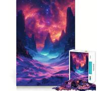 Puzzle spaziale al neon con deserto galattico, 1000 pezzi per adulti, gioco di logica, divertimento rilassante, pezzo da collezione artistico dal taglio preciso (38x52cm)