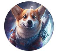 Puzzle spaziale con astronauta Corgi, 1000 pezzi, puzzle rotondo da 1000 pezzi per adulti, design intricato per adolescenti, decorazioni fai da te e divertimento che stimola il cervello, 67,5x67,5 cm.