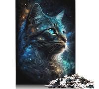 Puzzle spaziale del gatto cosmico, puzzle rettangolare in carta dura, difficile, per bambini adulti, 1000 pezzi (75x50 cm)