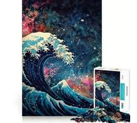 Puzzle spaziale "Onda di Kanagawa" per ragazzi,1000 pezzi,gioco di potenziamento mentale,dimensioni uniformi,pezzi precisi,divertimento in famiglia,attività serale (38x52cm)