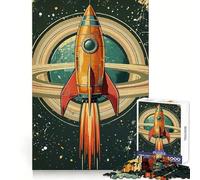 Puzzle spaziale retrò con lancio di razzi, 1000 pezzi, per ragazzi, gioco di logica stimolante, momento di relax, bordi chiari, regalo creativo (50x75cm)