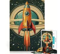 Puzzle spaziale retrò con lancio di razzi, 1000 pezzi, per ragazzi, gioco di logica stimolante, momento di relax, bordi chiari, regalo creativo (50x75cm)